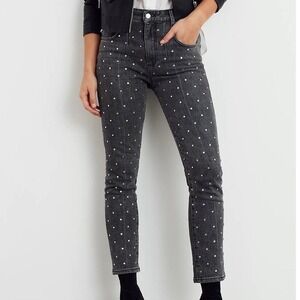 Anthropologie Rhinestone Jeans High Rise Straight Relaxed 29 Pilcro Festival